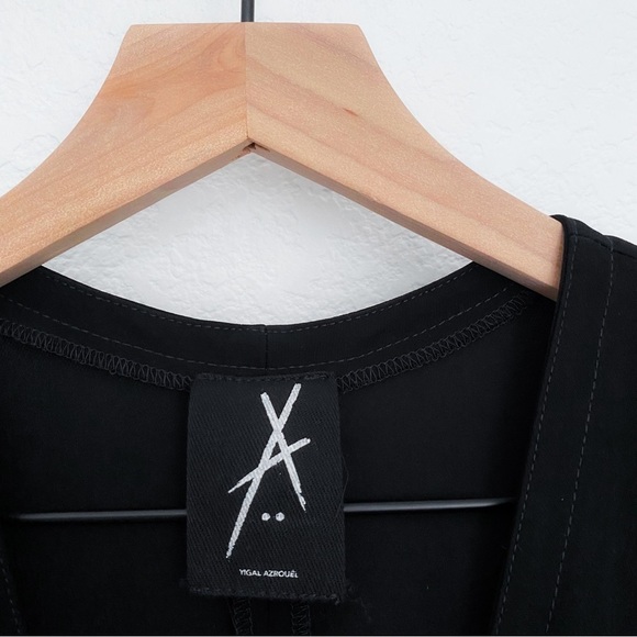 Yigal Azrouel Jumpsuit Front Zip Belted Black Sleeves Wide Leg Women’s 3 - Picture 5 of 12